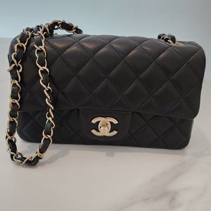Chanel  Mini Timeless/Classique leather handbag black quilted lambskin